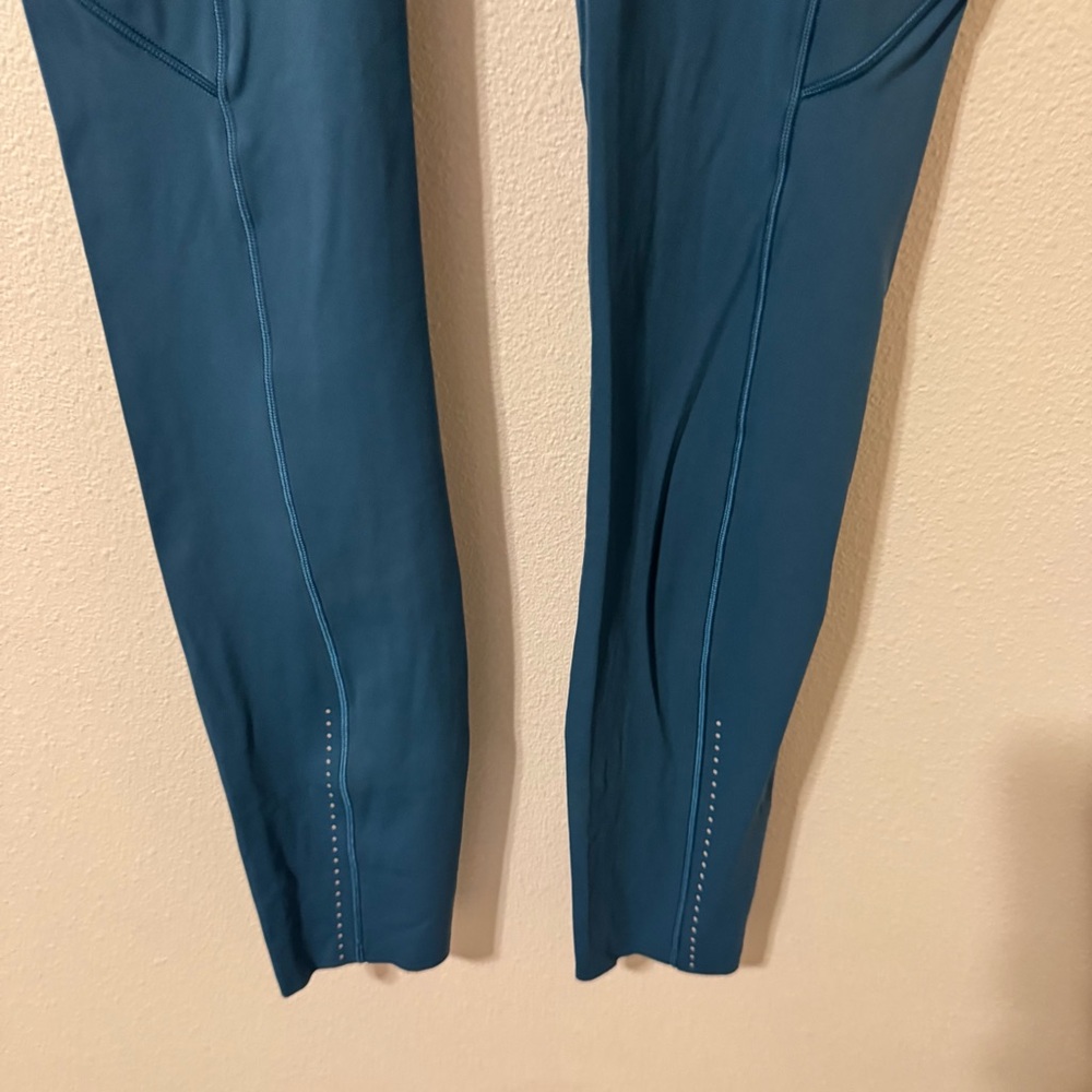 Lululemon Fast & Free 7/8 Tight II Nulux 25" Carbon Blue Pockets Running Gym-6 - Picture 5 of 8